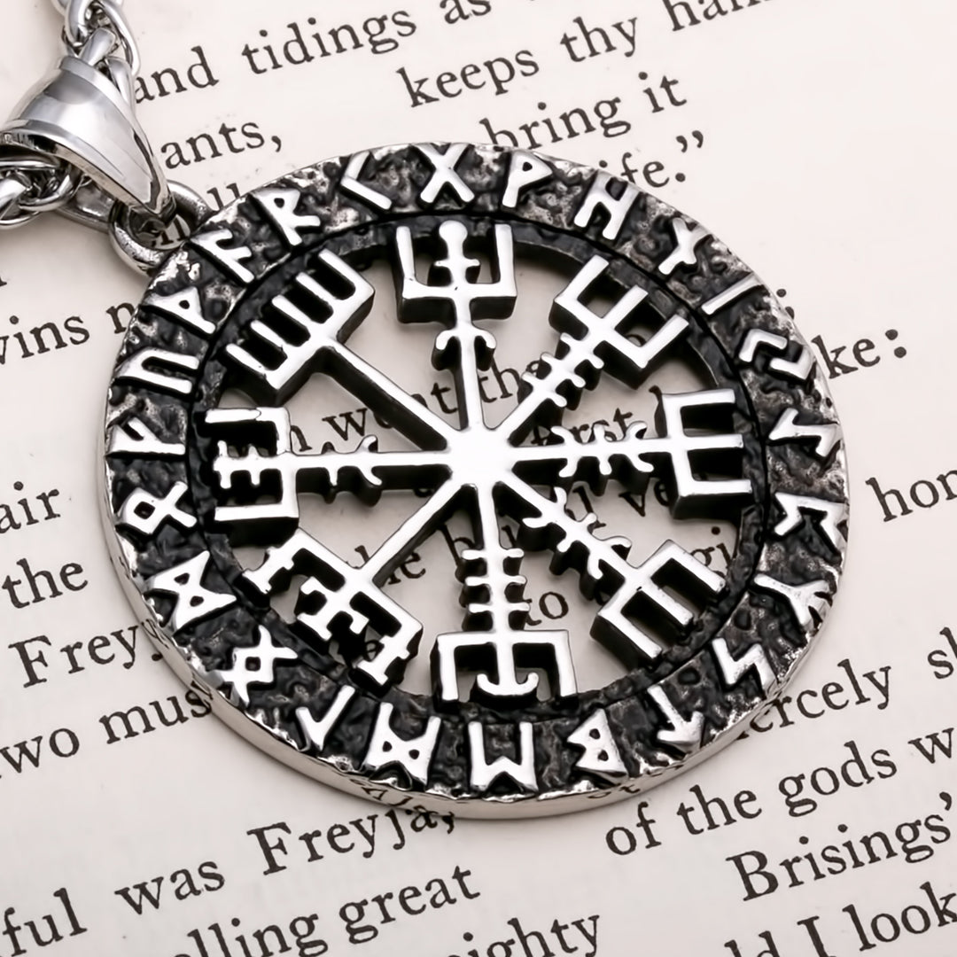Vegvisir Rune Open Viking Pendant Necklace 316L Stainless Steel