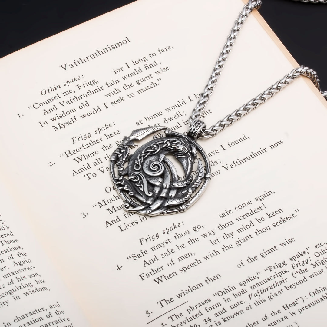 Viking Gungnir Raven Stainless Steel Pendant Necklace