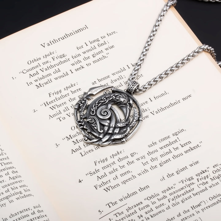 Viking Gungnir Raven Stainless Steel Pendant Necklace