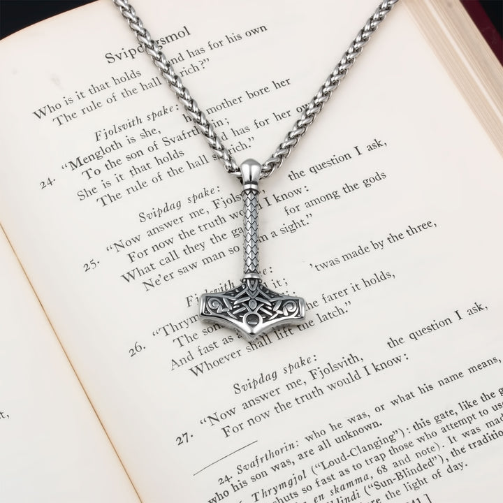 Mjolnir Thor's Hammer Pendant Necklace Stainless Steel Viking