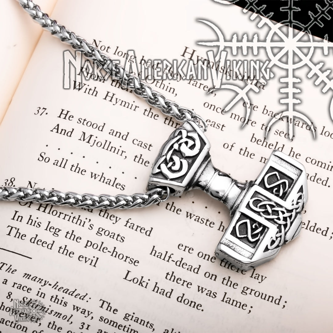 Viking Mjolnir Thor's Hammer Stainless Steel Pendant Necklace