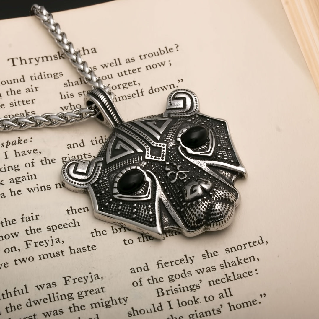 Bear Head with Black Eyes Berserker Viking Pendant Necklace 316L Stainless Steel - view 2