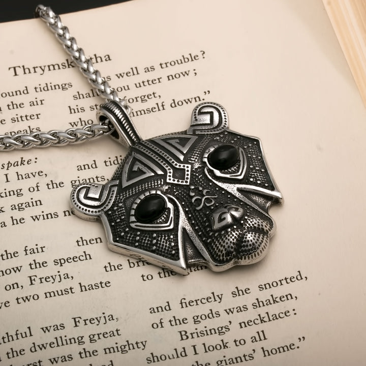 Bear Head with Black Eyes Berserker Viking Pendant Necklace 316L Stainless Steel - view 2