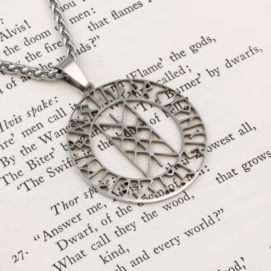 Web of Wyrd Rune Pendant Necklace Stainless Steel Viking