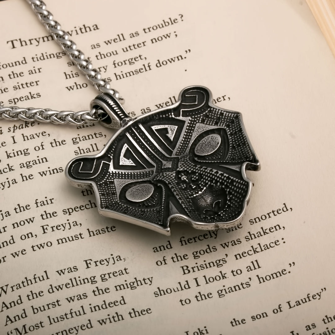 Bear Head with Green Eyes Berserker Viking Pendant Necklace 316L Stainless Steel - view 5