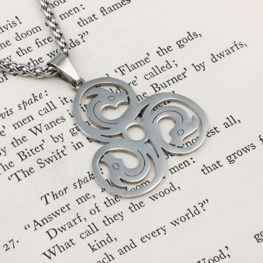Triskele Dragon Pendant Necklace Stainless Steel Viking