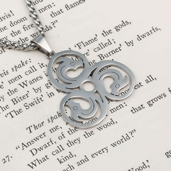 Triskele Dragon Pendant Necklace Stainless Steel Viking