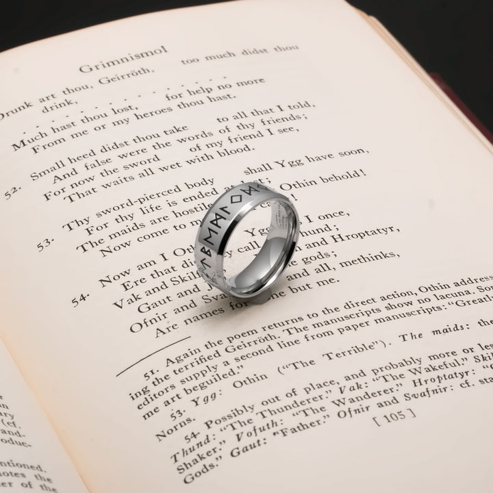 Elder Futhark Rune 8mm Viking Ring 316L Stainless Steel - view 2