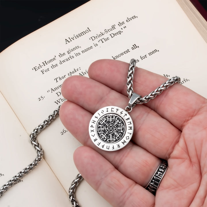Vegvisir Fidget Spinner Pendant Necklace Stainless Steel Viking