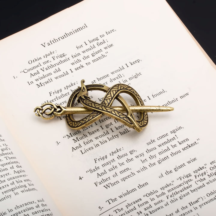 Viking Norse Dragon Infinity Knot Hair Pin Gold