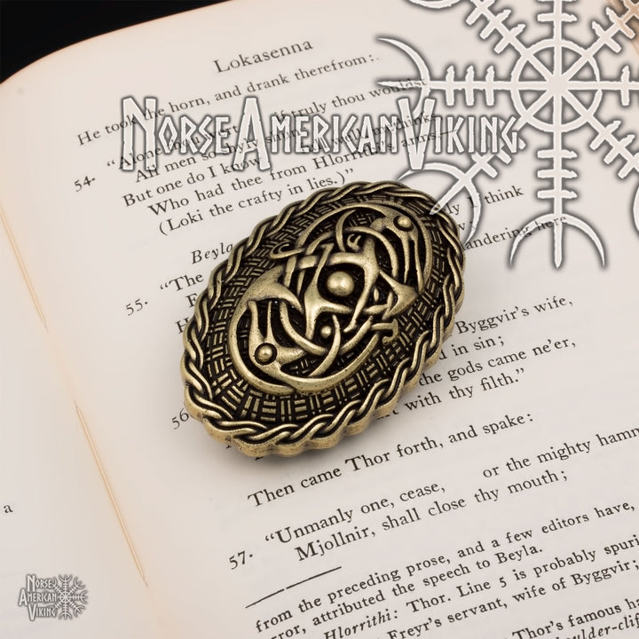 Viking Dragon Broa Oval Tortoise Brooch