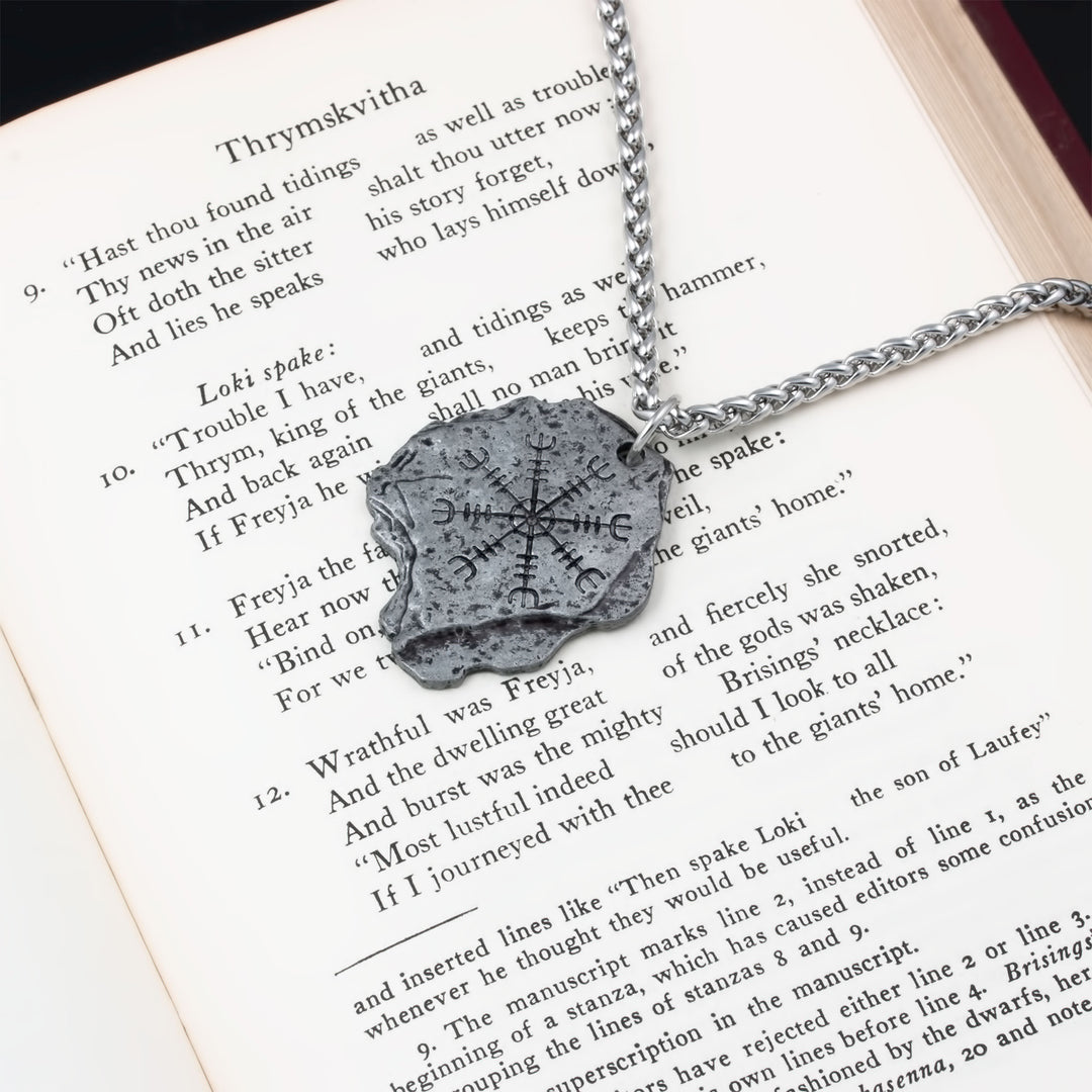 Helm of Awe Rock Pendant Necklace Stainless Steel Viking