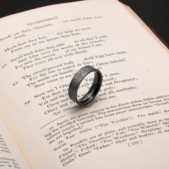 Elder Futhark Rune 6mm Ancient Viking Ring 316L Stainless Steel - view 2