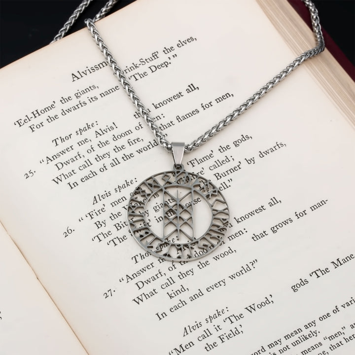 Web of Wyrd Rune Pendant Necklace Stainless Steel Viking