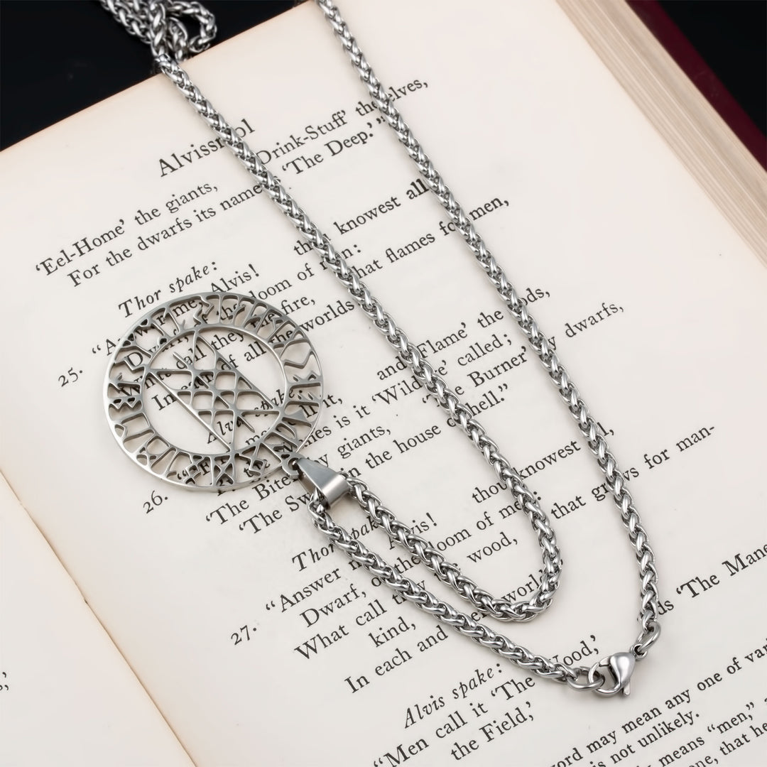 Web of Wyrd Rune Pendant Necklace Stainless Steel Viking