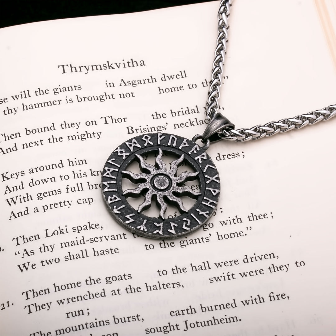 Elder Futhark Rune Viking Pendant Necklace 316L Stainless Steel
