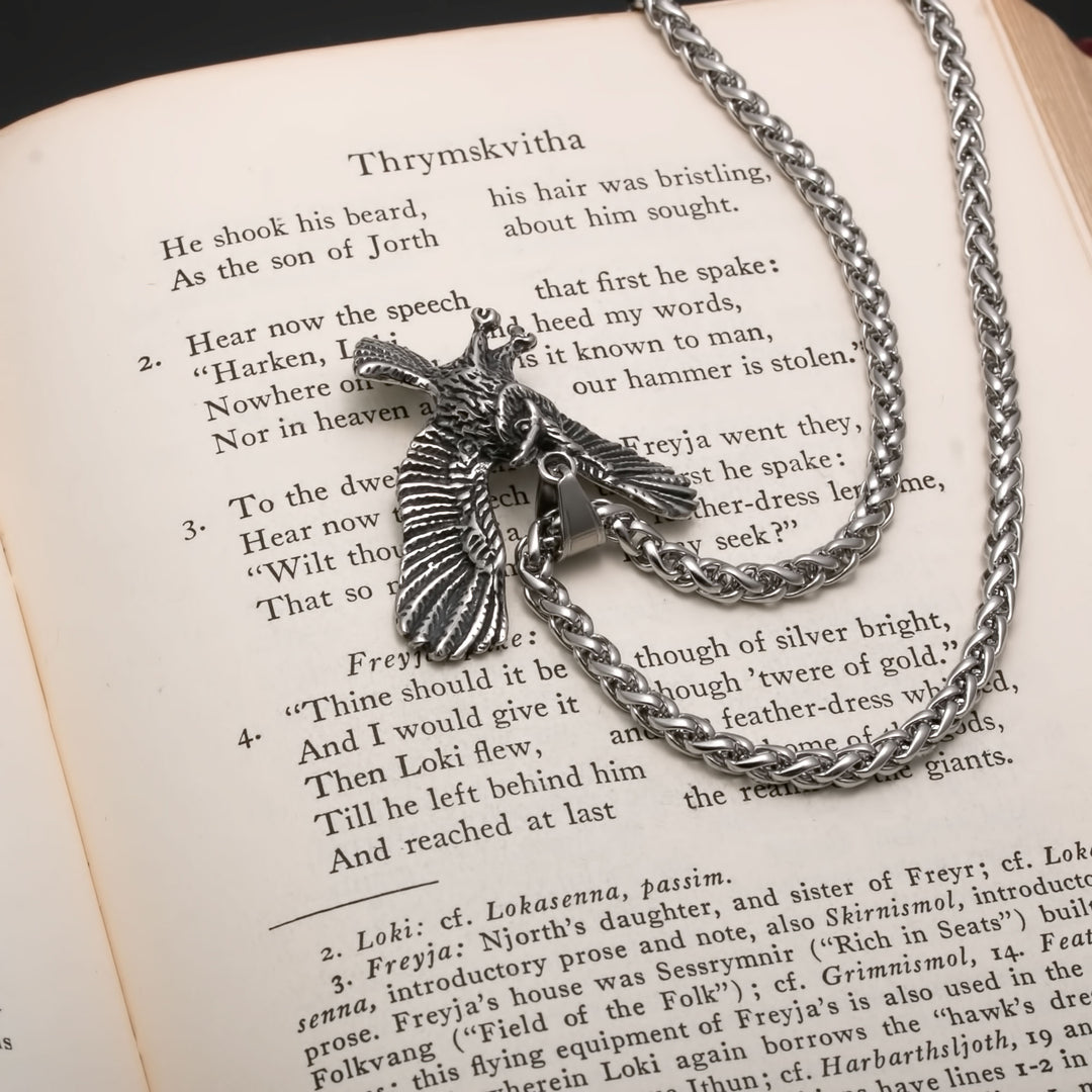 Viking Flying Owl Stainless Steel Pendant Necklace