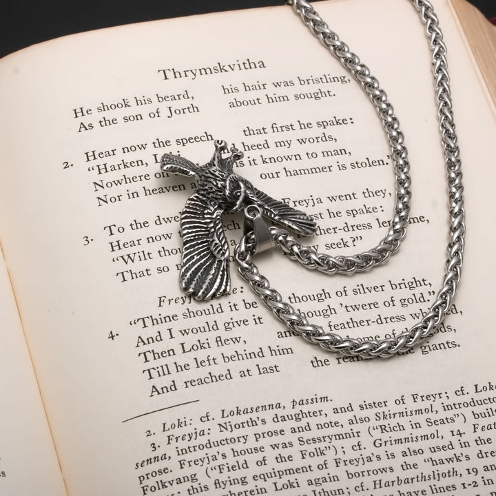 Viking Flying Owl Stainless Steel Pendant Necklace