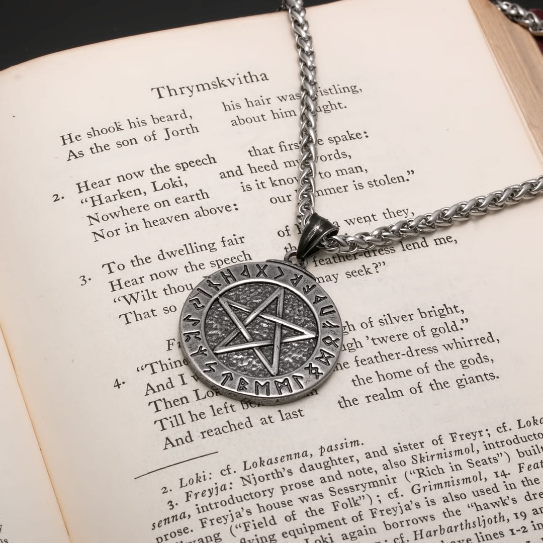 Elder Futhark Rune Viking Pendant Necklace 316L Stainless Steel