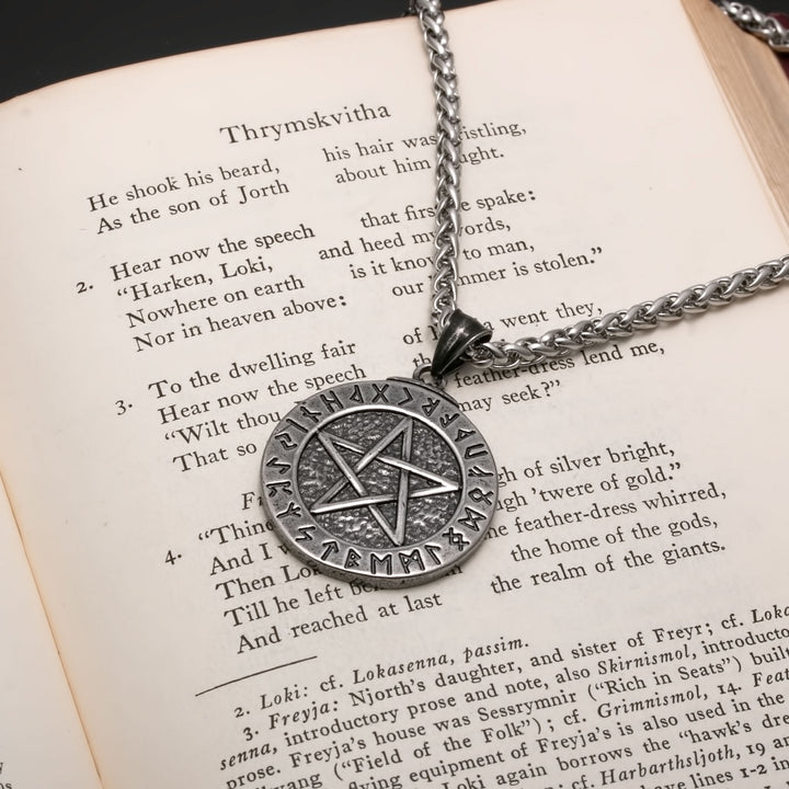Elder Futhark Rune Viking Pendant Necklace 316L Stainless Steel