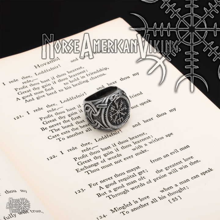 Viking Vegvisir Ring 316L Stainless Steel Size 8