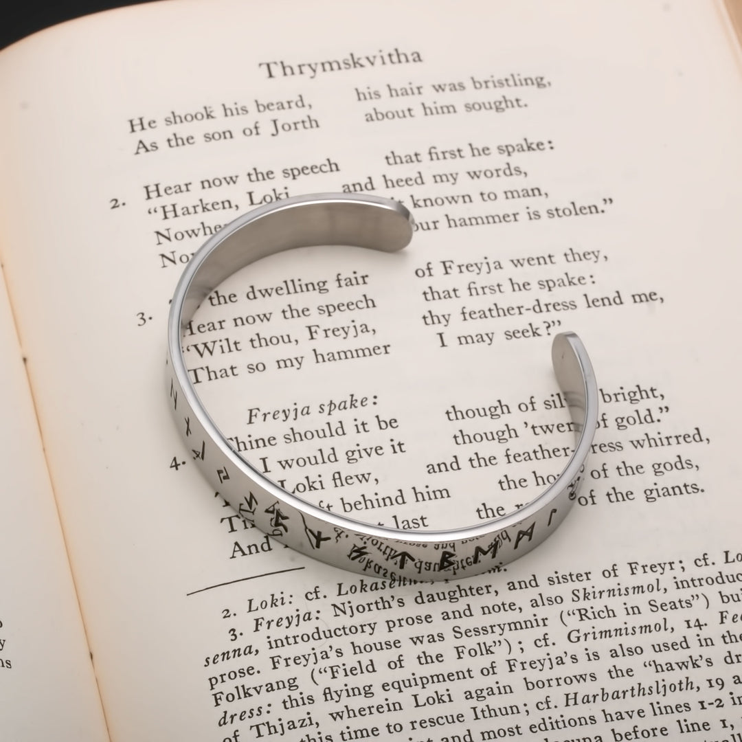 Viking Elder Futhark Rune Cuff Bracelet