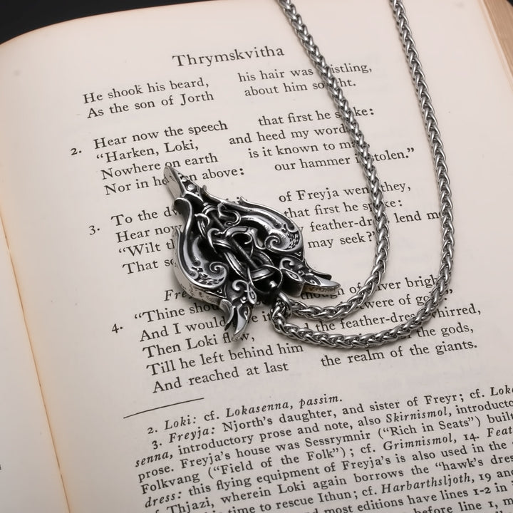 Viking Gungnir Raven Stainless Steel Pendant Necklace