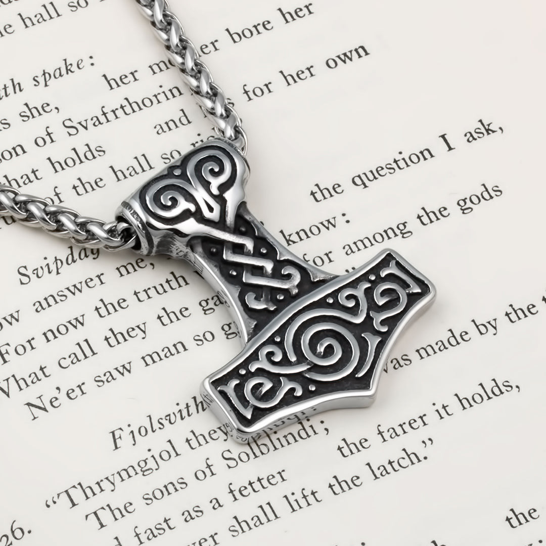 Mjolnir Thor's Hammer Pendant Necklace Stainless Steel Viking
