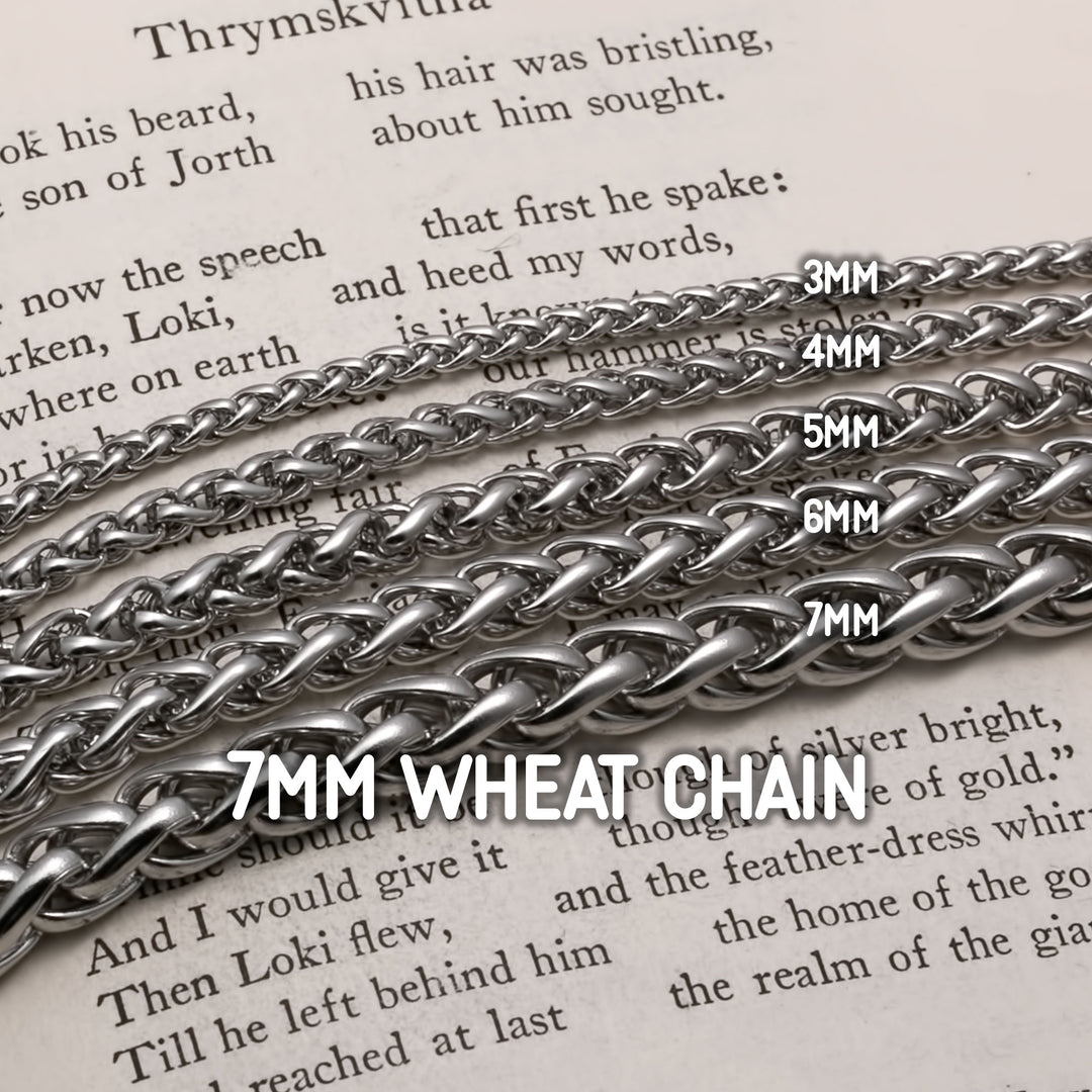 7mm Wheat Stainless Steel Chain 18 inches