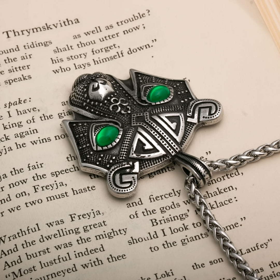 Bear Head with Green Eyes Berserker Viking Pendant Necklace 316L Stainless Steel - view 4