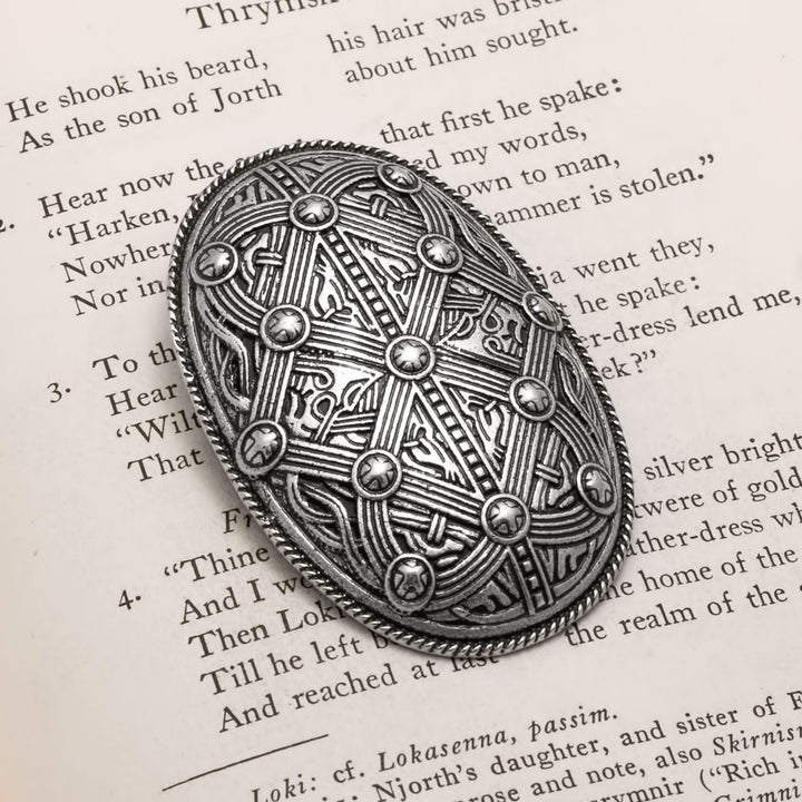 Viking Borre Oval Tortoise Diamond Fibula Brooch