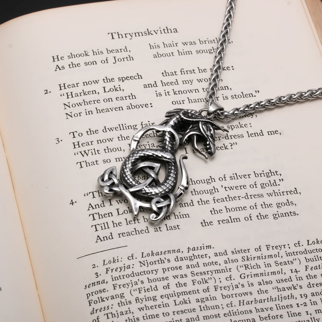 Viking Midgard Serpent Stainless Steel Pendant Necklace
