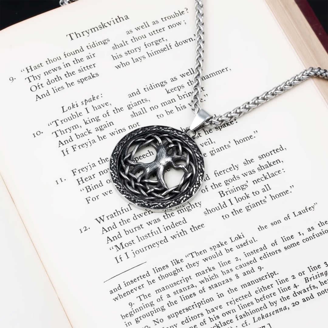 Yggdrasil World Ash Tree Pendant Necklace Stainless Steel Viking