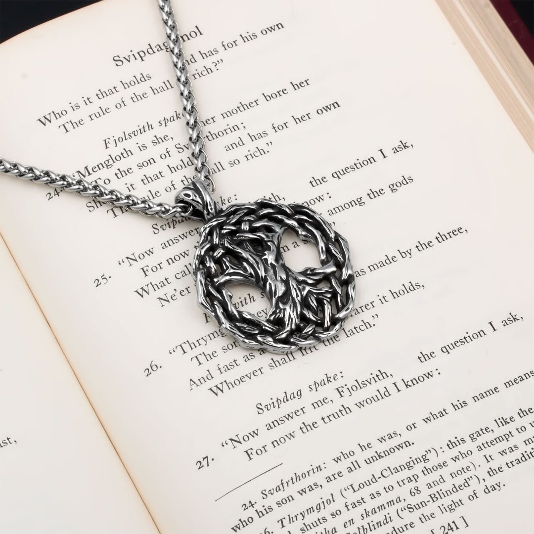 Yggdrasil World Ash Tree Pendant Necklace Stainless Steel Viking