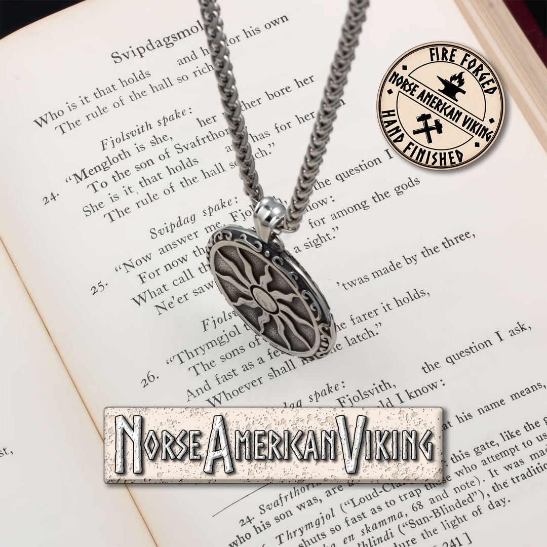 Viking Sun Medallion Stainless Steel Pendant Necklace