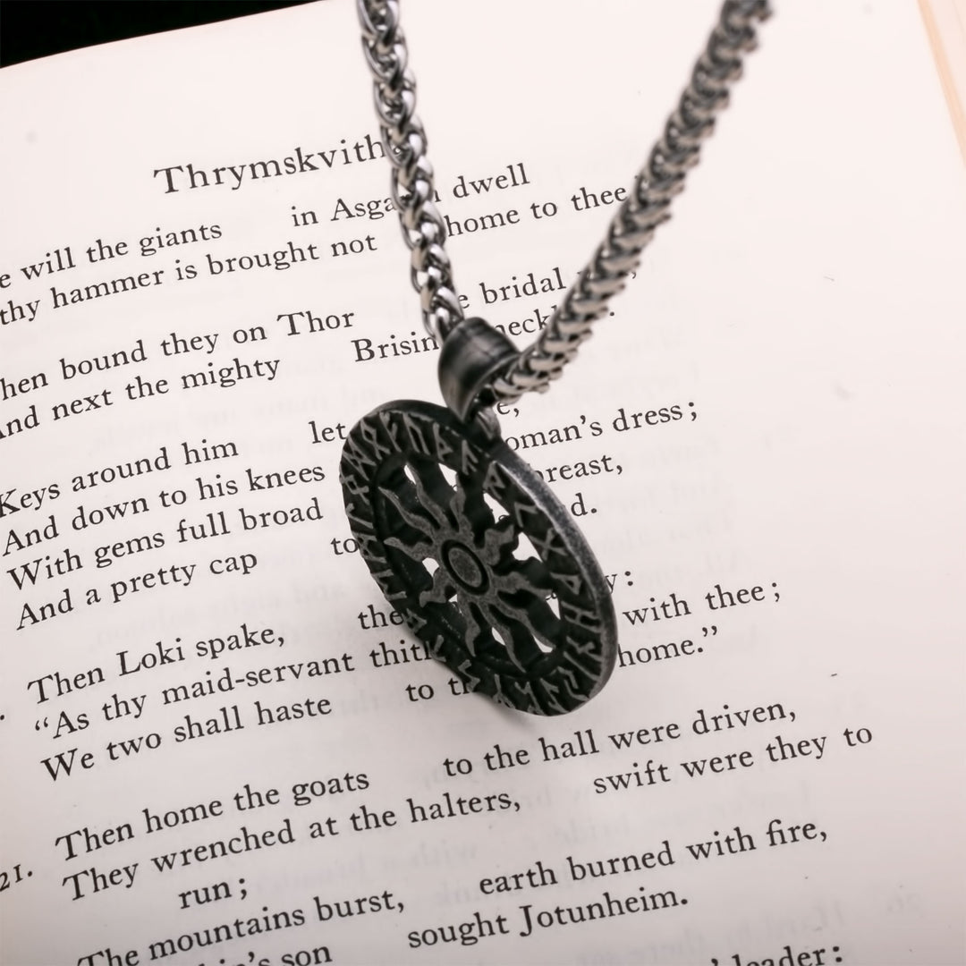Elder Futhark Rune Viking Pendant Necklace 316L Stainless Steel