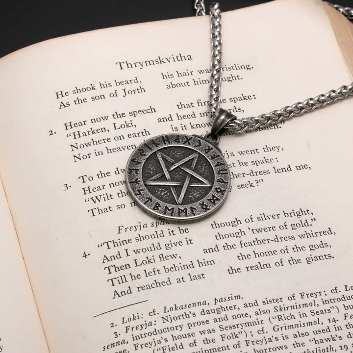 Elder Futhark Rune Viking Pendant Necklace 316L Stainless Steel