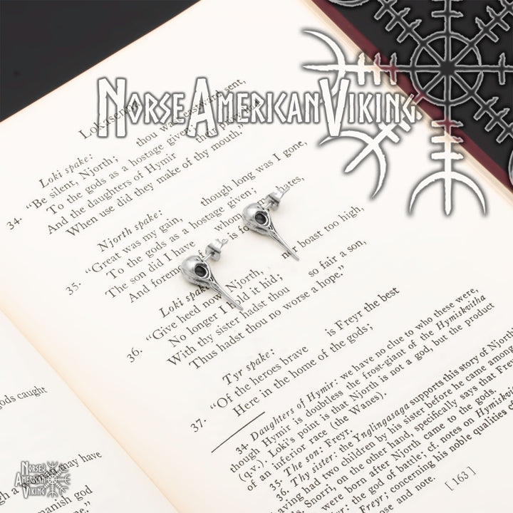 Raven Viking Stud Earrings 316L Stainless Steel