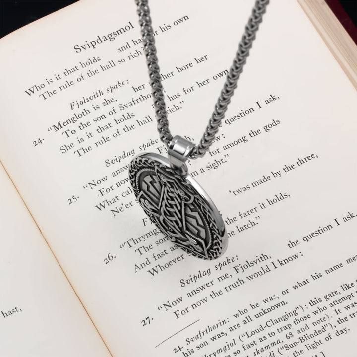Mjolnir Sowilo Rune Medallion Pendant Necklace Stainless Steel Viking