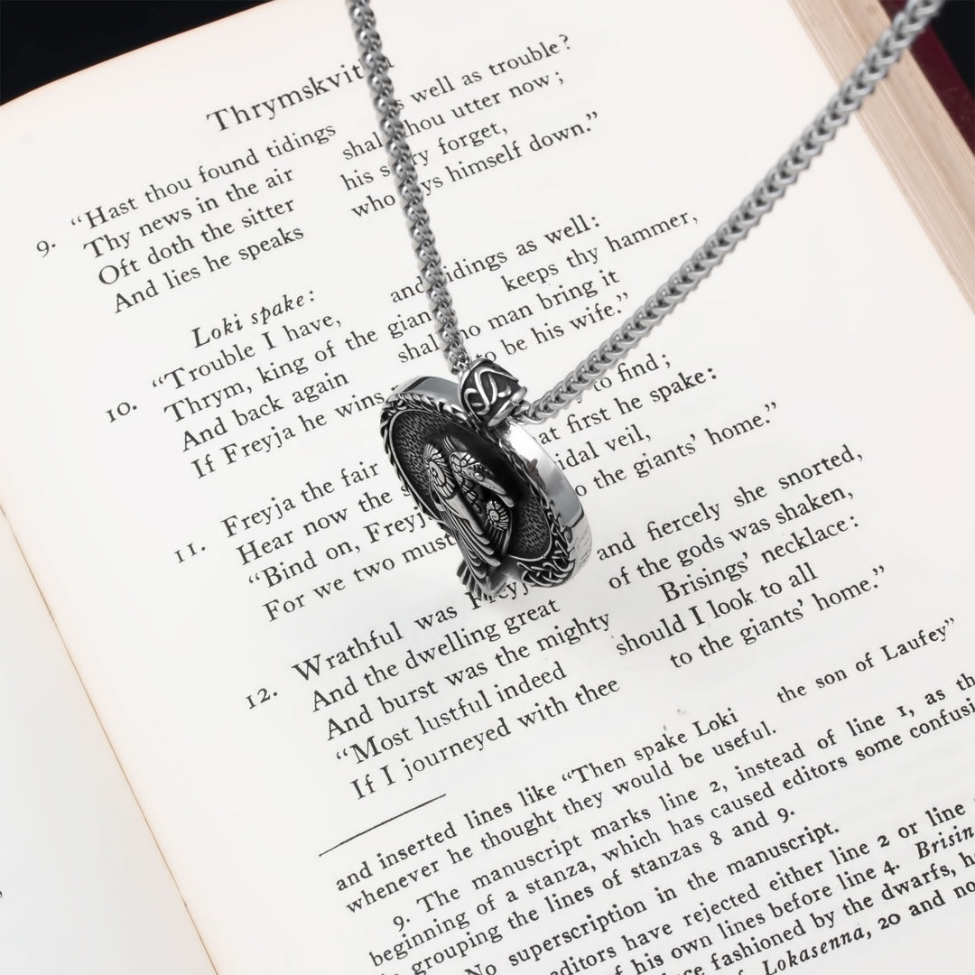 Raven Rune Trinity Pendant Necklace Stainless Steel Viking