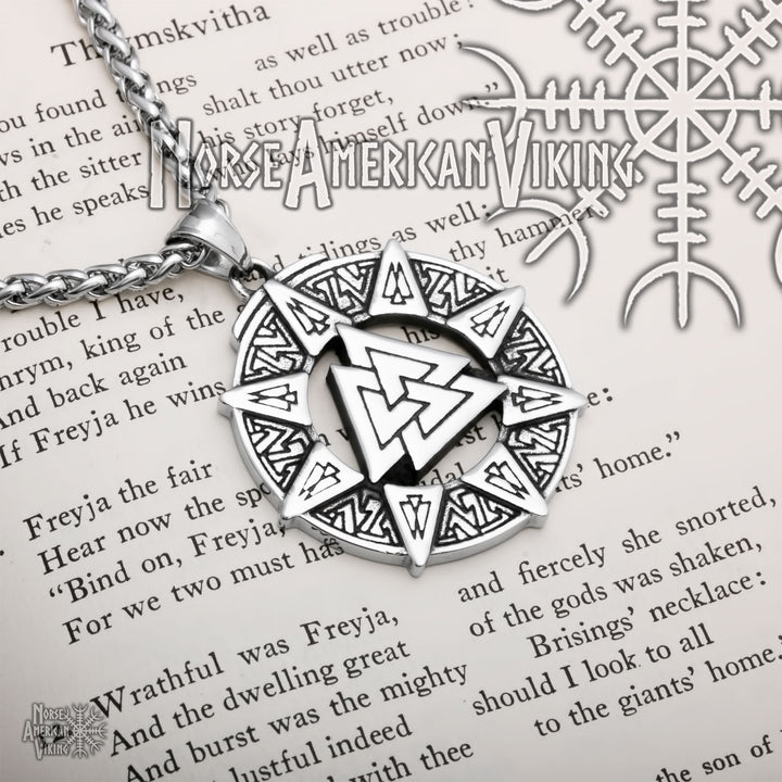 Viking Valknut Slain Warrior Knot Stainless Steel Pendant Necklace