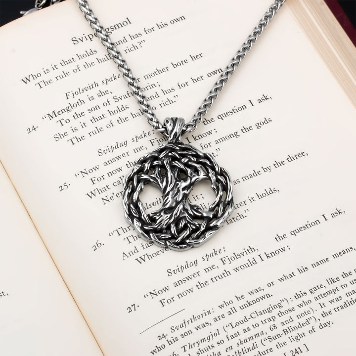 Yggdrasil World Ash Tree Pendant Necklace Stainless Steel Viking