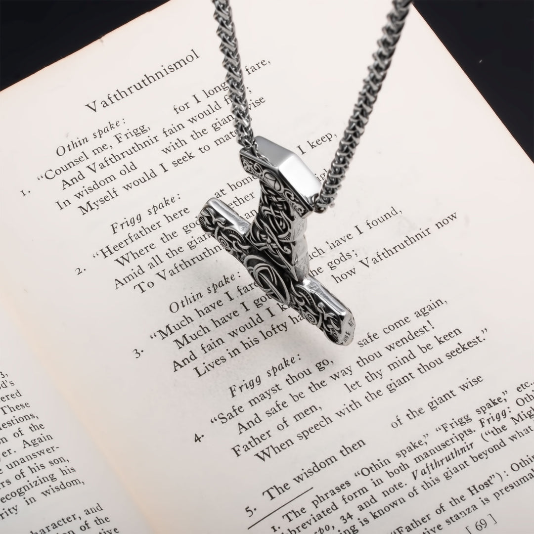 Mjolnir Thor's Hammer Trinity Pendant Necklace Stainless Steel Viking