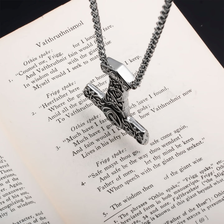 Mjolnir Thor's Hammer Trinity Pendant Necklace Stainless Steel Viking