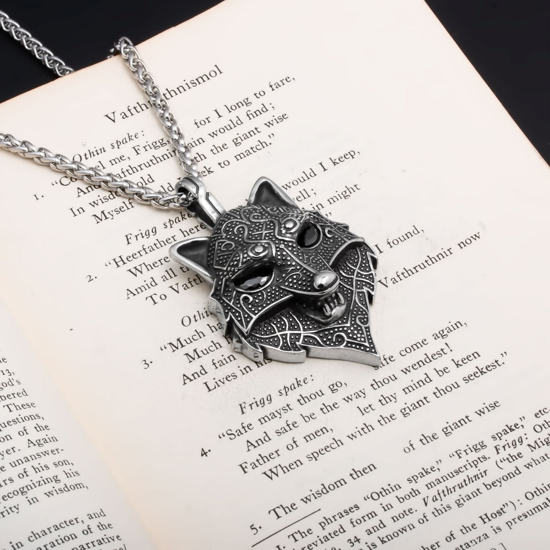 Fenrir Wolf Viking Pendant Necklace 316L Stainless Steel