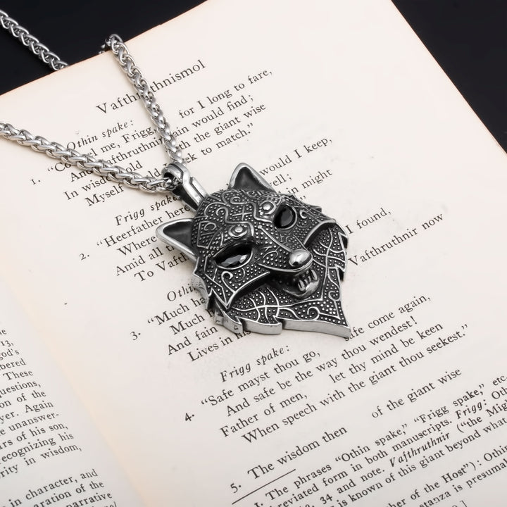 Fenrir Wolf Viking Pendant Necklace 316L Stainless Steel