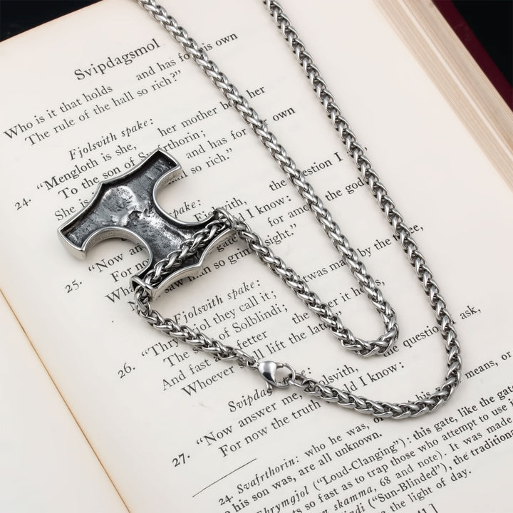 Mjolnir Thor's Hammer Pendant Necklace Stainless Steel Viking