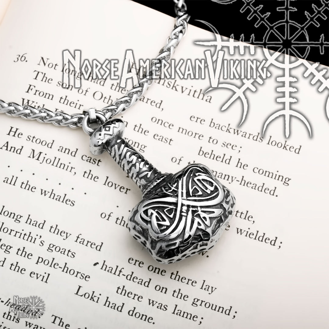 Viking Mjolnir Thor's Hammer Stainless Steel Pendant Necklace