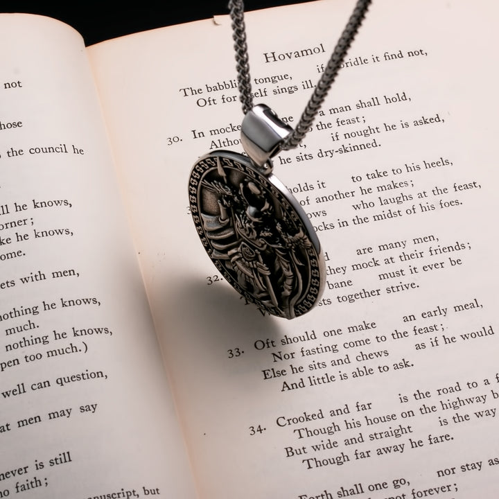 Raven Viking Pendant Necklace 316L Stainless Steel