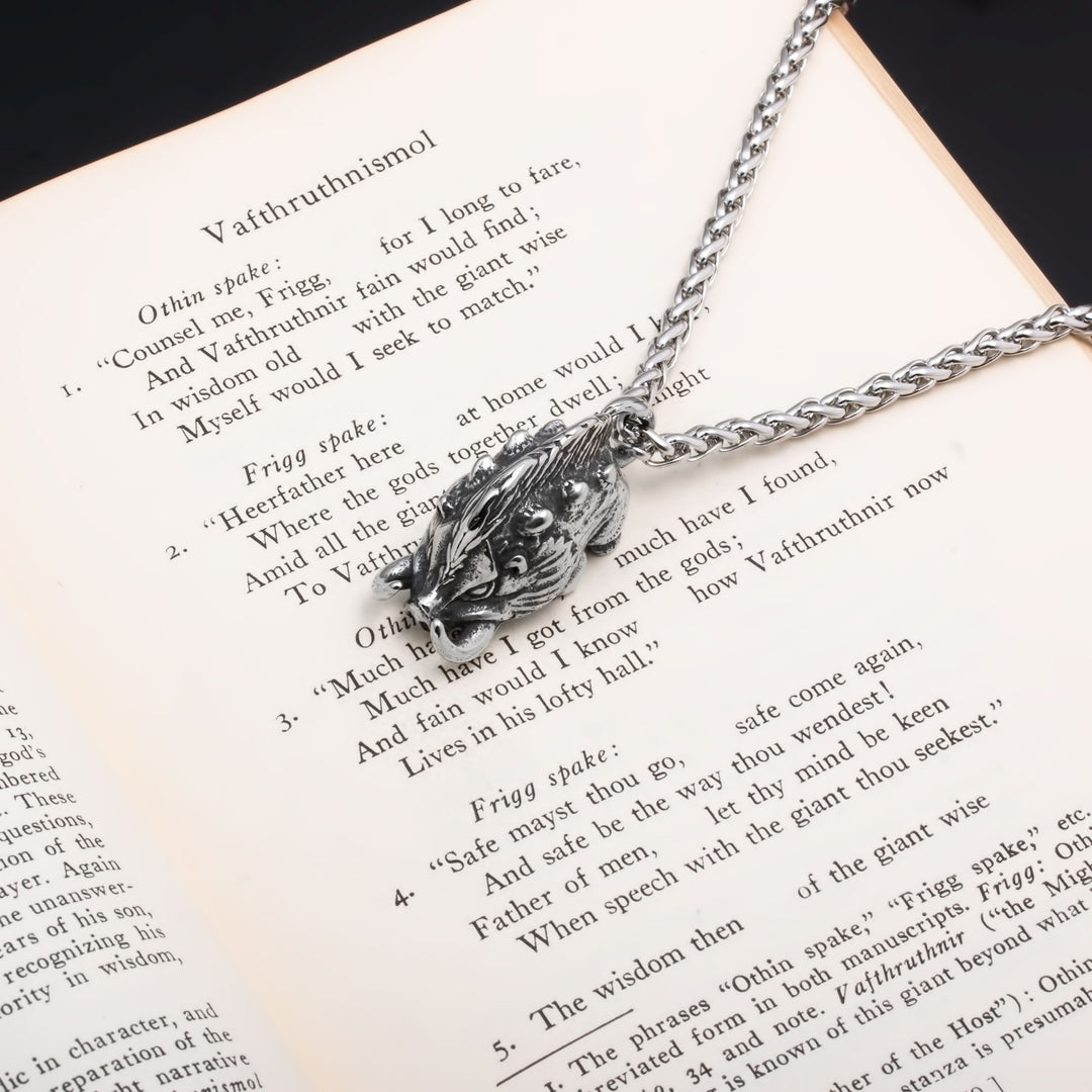 Viking Boar Gullinbursti Stainless Steel Pendant Necklace